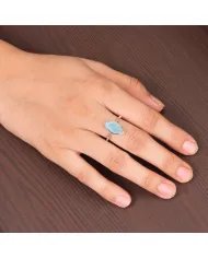 Larimar Gemstone Ring - Sterling Silver Handmade Ring Statement Ring Unique Ring for Women