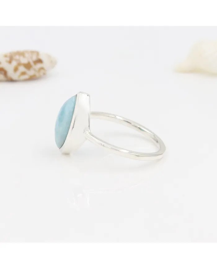 Larimar Gemstone Ring - Sterling Silver Handmade Ring Statement Ring Unique Ring for Women