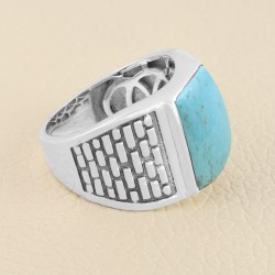 Arizona Turquoise Men's Ring in Sterling Silver, Handmade Jewelry