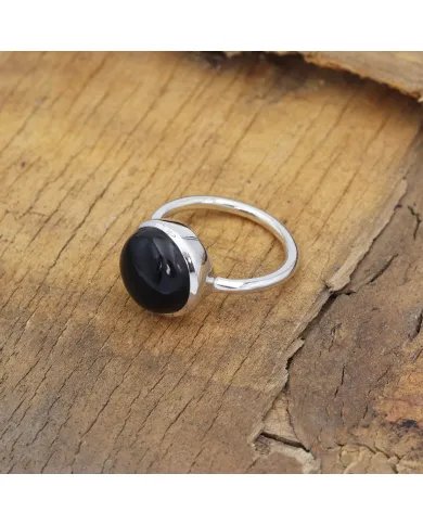 Natural Black Onyx Ring - 925 Sterling Silver Ring Cabochon Handmade Ring Minimalist Ring Versatile Ring for Her