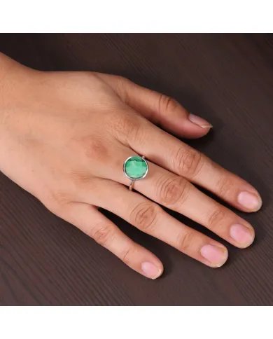 Green Glass Gemstone Ring - Sterling Silver Ring Dainty Ring Minimalist Ring Handmade Ring Versatile Ring for Her