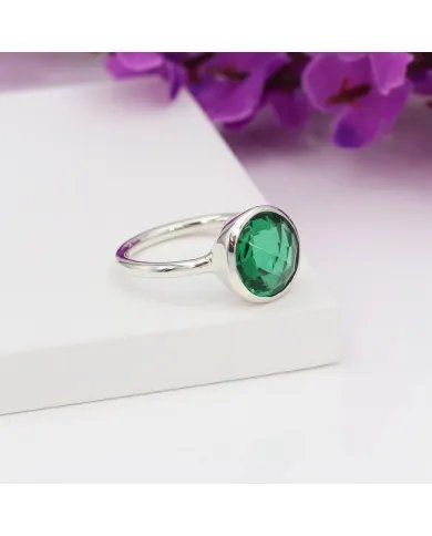 Green Glass Gemstone Ring - Sterling Silver Ring Dainty Ring Minimalist Ring Handmade Ring Versatile Ring for Her