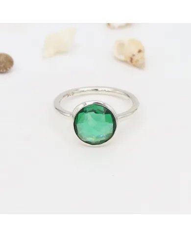 Green Glass Gemstone Ring - Sterling Silver Ring Dainty Ring Minimalist Ring Handmade Ring Versatile Ring for Her