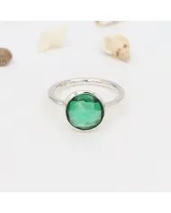 Green Glass Gemstone Ring - Sterling Silver Ring Dainty Ring Minimalist Ring Handmade Ring Versatile Ring for Her