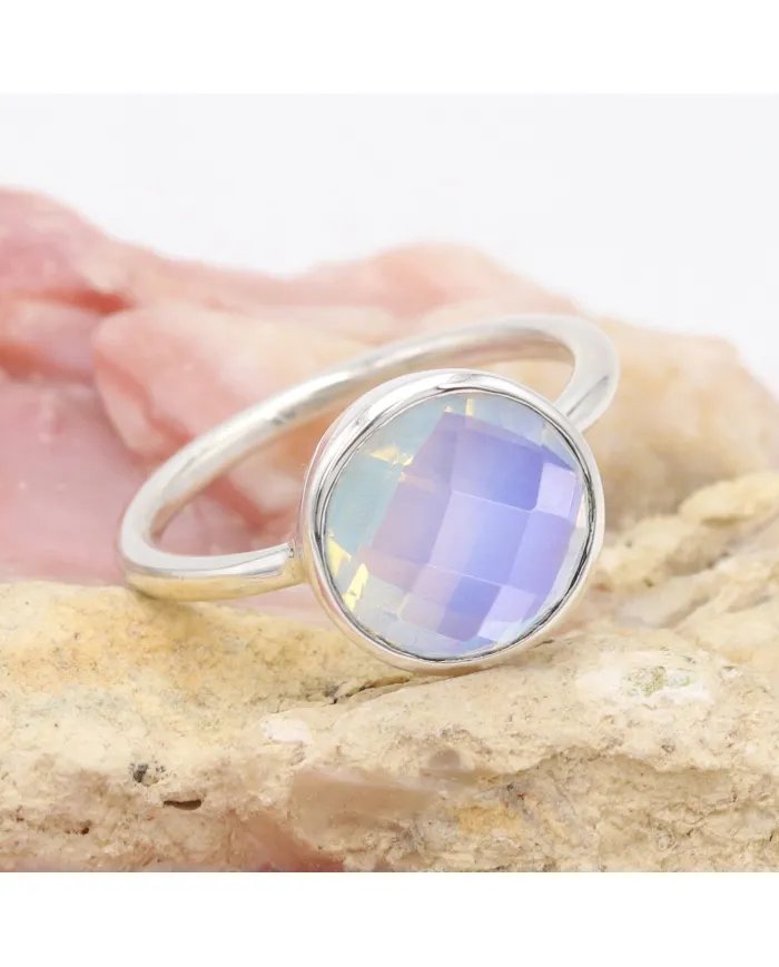 Opal Quartz Ring - 925 Sterling Silver Handmade Minimalist Jewelry