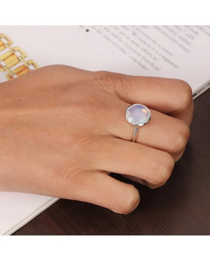 Opal Quartz Ring - 925 Sterling Silver Handmade Minimalist Jewelry