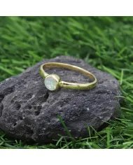 Genuine Ethiopian Opal Ring - Sterling Silver Gold Plated Ring Dainty Ring October Birthstone Ring for Her