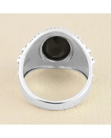 Black Onyx Men's Ring - 925 Sterling Silver Handmade Oval Shape Dainty Jewelry