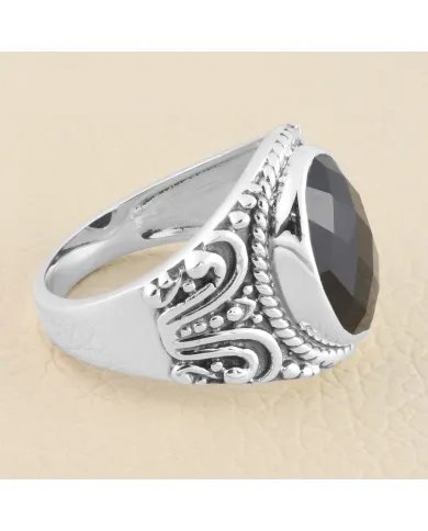 Black Onyx Men's Ring - 925 Sterling Silver Handmade Oval Shape Dainty Jewelry