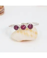 Natural Ruby Ring - Sterling Silver Half Eternity Band Ring Handcrafted Jewelry