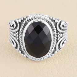 Black Onyx Men's Ring in 925 Sterling Silver, Oval Shape Onyx Gemstone, Handmade Jewelry