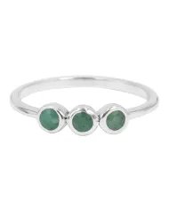 Emerald Gemstone Half Eternity Band Ring - 925 Silver Gold Plated Jewelry