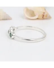 Dainty Emerald Ring - Sterling Silver Half Eternity Band Ring Handmade Minimalist Ring for Women