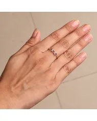 Genuine Amethyst Ring - Sterling Silver Gold Plated Half Eternity Band Ring Handmade Unique Jewelry