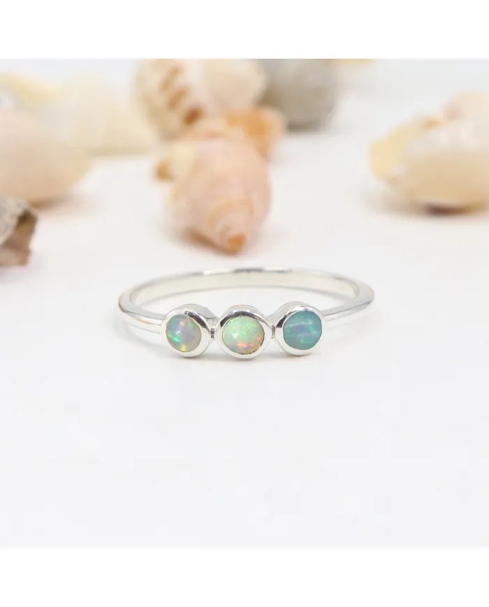 Unique Ethiopian Opal Ring - Handcrafted 925 Sterling Silver Jewelry