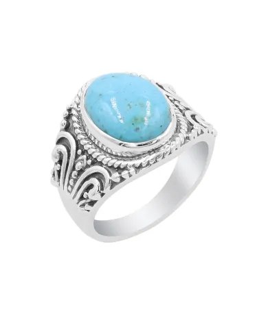 Arizona Turquoise Men's Ring - 925 Sterling Silver Handmade Statement Ring