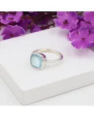 Aquamarine Gemstone Ring - 925 Sterling Silver Handmade Dainty Jewelry