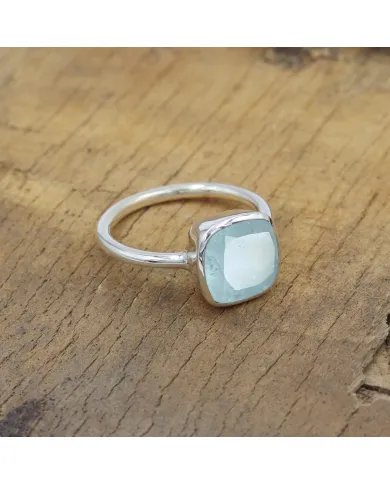 Aquamarine Gemstone Ring - 925 Sterling Silver Handmade Dainty Jewelry