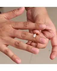 Moonstone Baguette Ring - Sterling Silver Gold Plated Minimalist Vintage Jewelry for Her