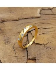 Rainbow Moonstone Ring - Sterling Silver Gold Plated Ring Eternity Band Ring Dainty Handmade Jewelry