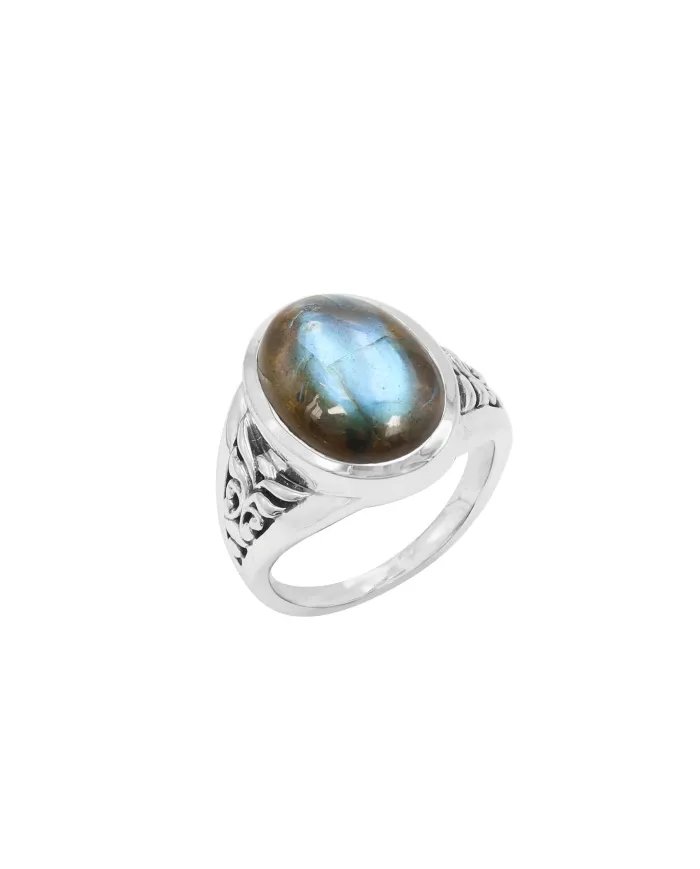 Labradorite Ring - Sterling Silver Boho & Vintage Ring Handmade Unique Ring