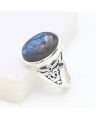 Labradorite Ring - Sterling Silver Boho & Vintage Ring Handmade Unique Ring