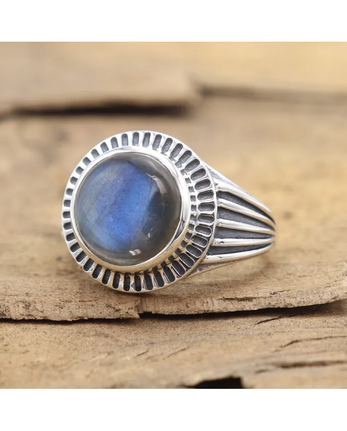 Labradorite Statement Ring - 925 Sterling Silver Vintage Boho Jewelry