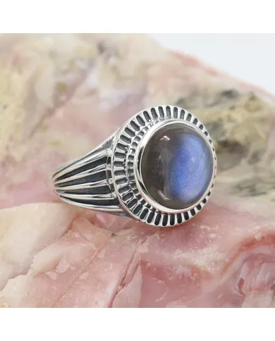 Labradorite Statement Ring - 925 Sterling Silver Vintage Boho Jewelry