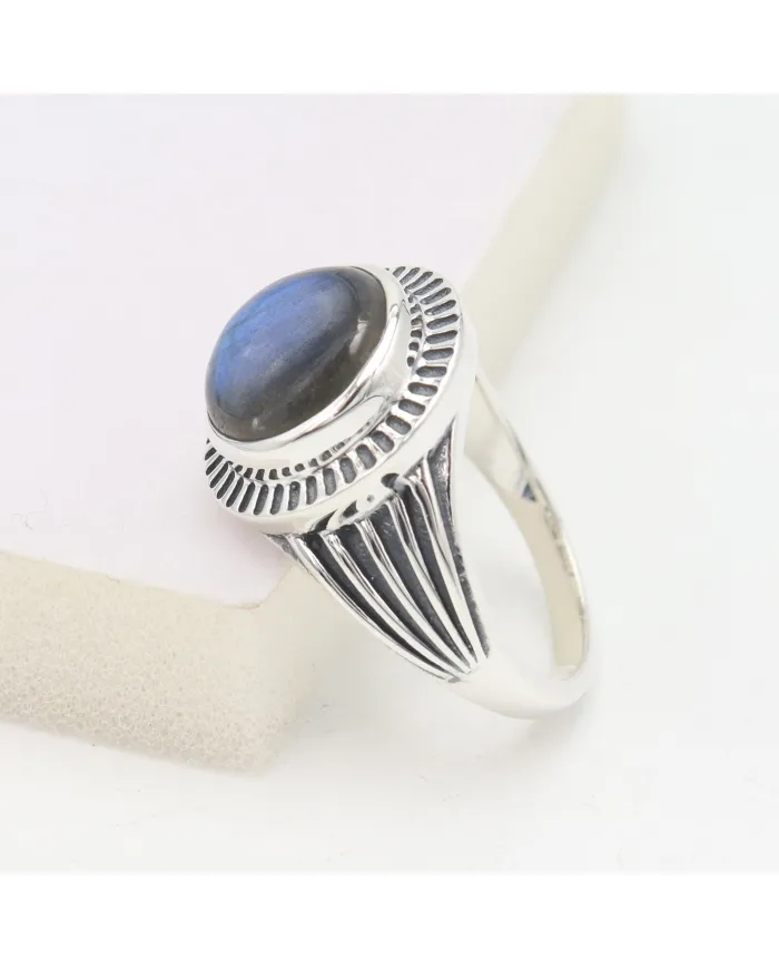 Labradorite Statement Ring - 925 Sterling Silver Vintage Boho Jewelry