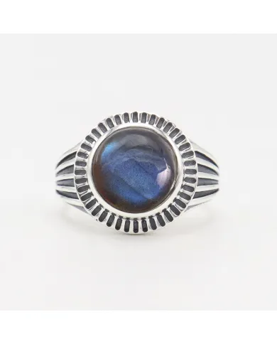 Labradorite Statement Ring - 925 Sterling Silver Vintage Boho Jewelry