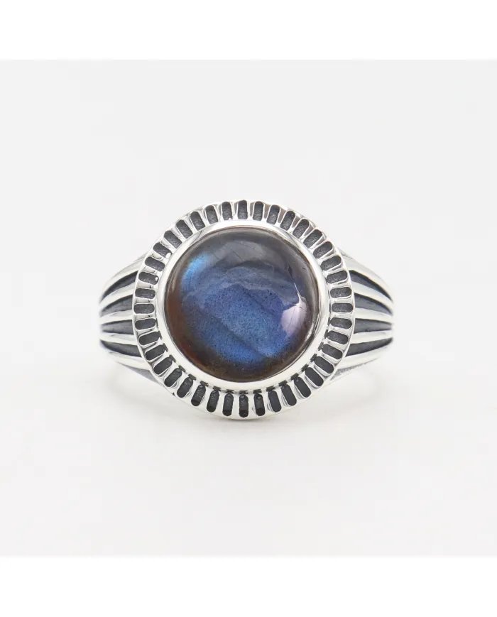 Labradorite Statement Ring - 925 Sterling Silver Vintage Boho Jewelry