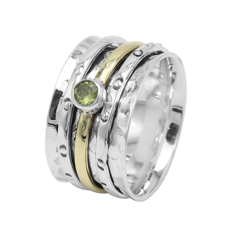 Peridot 925 Sterling Silver Spinner Ring Men & Women Meditation Ring, Spinner Ring Handmade Jewelry