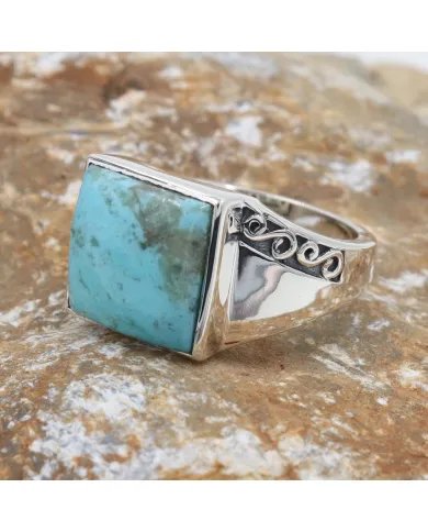 Unique Arizona Turquoise Ring in Sterling Silver - Handmade Jewelry for Women