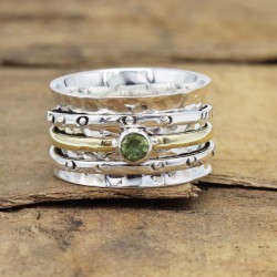 Peridot 925 Sterling Silver Spinner Ring Men & Women Meditation Ring, Spinner Ring Handmade Jewelry