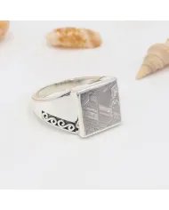 Natural Meteorite Ring - Sterling Silver Handmade Ring Unique Silver Jewelry