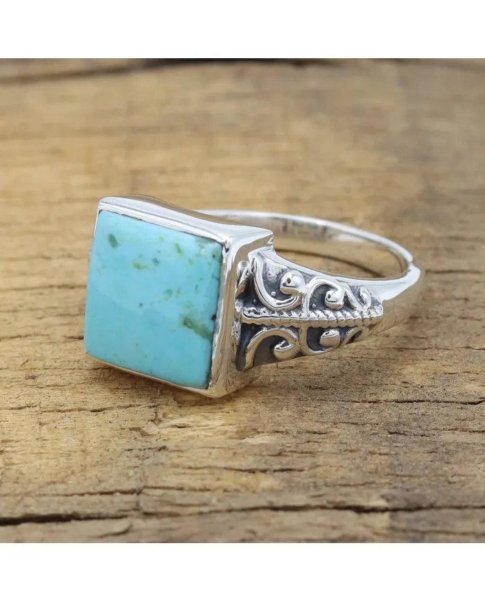 Authentic Arizona Turquoise Ring – Sterling Silver Handmade Gemstone Jewelry