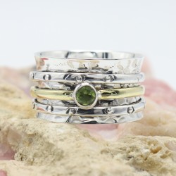 Peridot 925 Sterling Silver Spinner Ring Men & Women Meditation Ring, Spinner Ring Handmade Jewelry