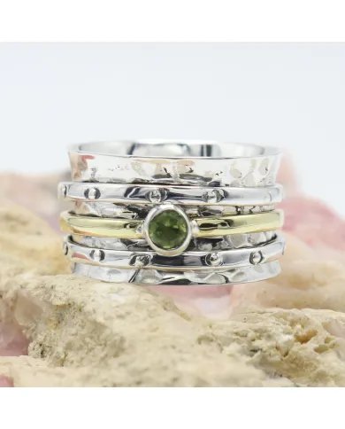 Peridot Spinner Ring - 925 Sterling Silver Ring Handmade Ring Dainty Ring Anxiety Ring Men & Women Meditation Ring