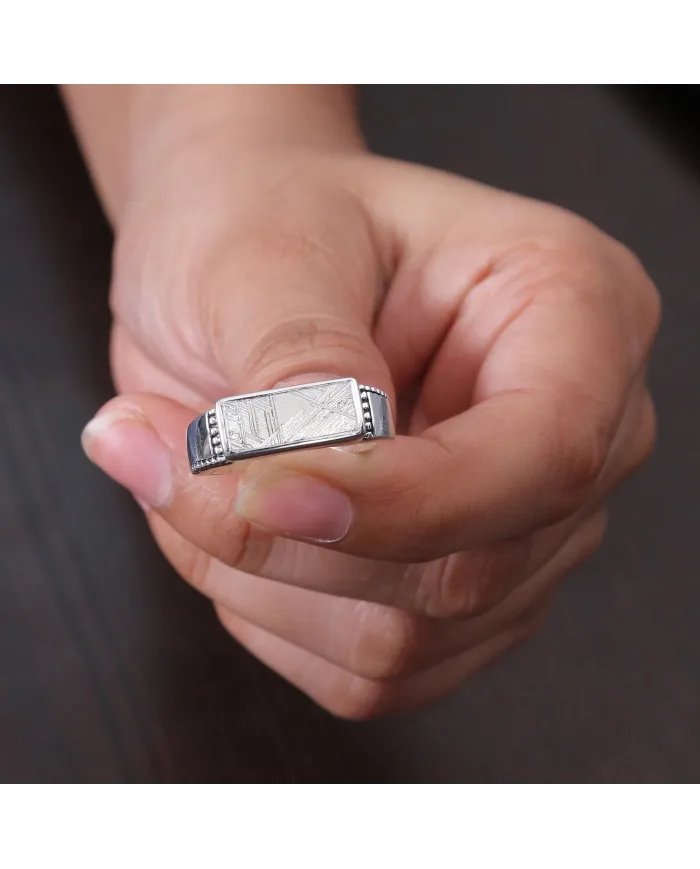 Meteorite Ring - Sterling Silver Ring Handmade Ring  Unique Design Jewelry