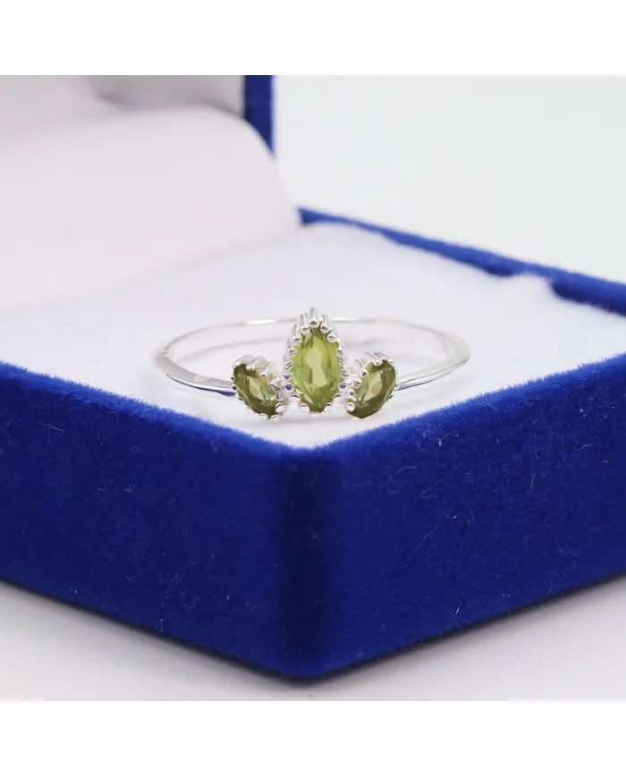 Natural Peridot Ring - Sterling Silver Handmade Ring Minimalist Aesthetic Ring