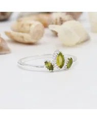 Natural Peridot Ring - Sterling Silver Handmade Ring Minimalist Aesthetic Ring