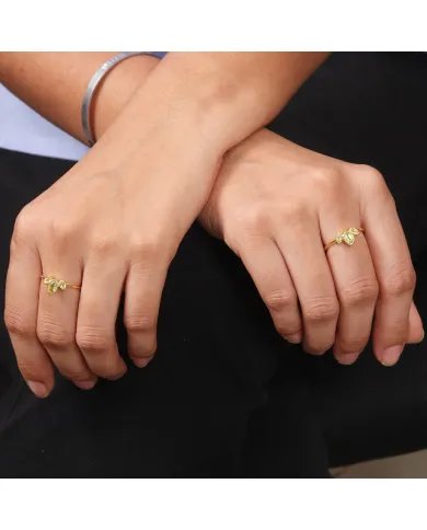 Natural Peridot Ring - Sterling Silver Gold Plated Handmade Aesthetic Ring