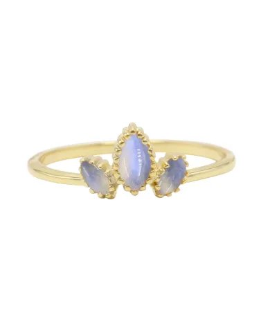 Moonstone Ring - Sterling Silver Gold Plated Handmade Ring Unique Ring for Women