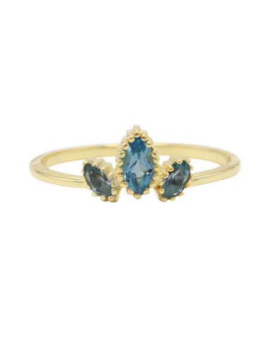 18K Gold Plated Swiss Blue Topaz Ring - Handmade Gemstone Jewelry
