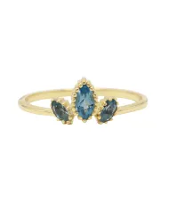 18K Gold Plated Swiss Blue Topaz Ring - Handmade Gemstone Jewelry
