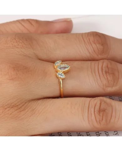 Swiss Blue Topaz Ring - Sterling Silver Handmade Ring Unique Ring for Women