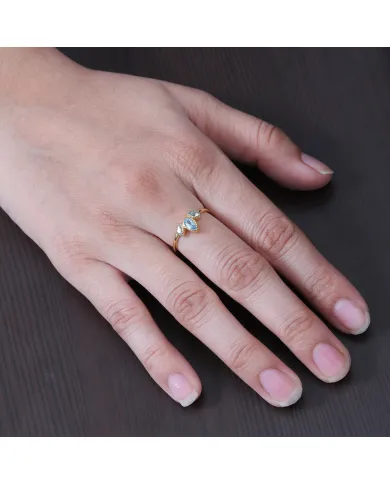 18K Gold Plated Swiss Blue Topaz Ring - Handmade Gemstone Jewelry