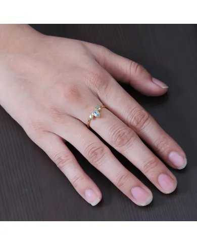 Swiss Blue Topaz Ring - Sterling Silver Handmade Ring Unique Ring for Women