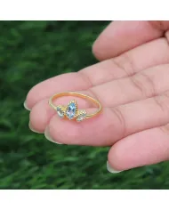 18K Gold Plated Swiss Blue Topaz Ring - Handmade Gemstone Jewelry