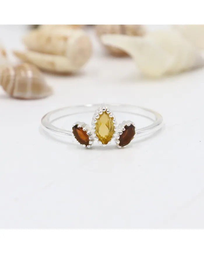 Citrine Gemstone Ring - Sterling Silver Ring Garnet Ring Handmade Dainty Jewelry